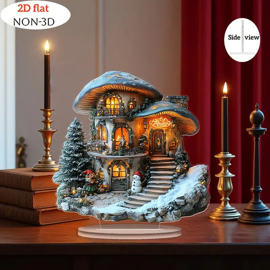Bohemian-Style Snowy Christmas House – Self-Lit Fairy Decoration with LED Lights