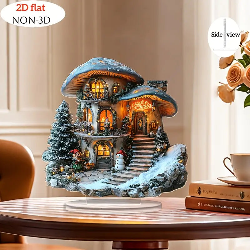Bohemian-Style Snowy Christmas House – Self-Lit Fairy Decoration with LED Lights