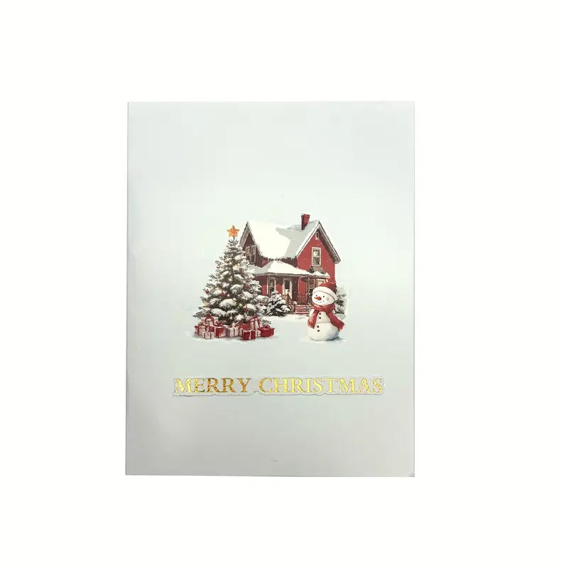 3D Pop-Up Christmas Card β Snowy Village Scene with Train & LED Lights