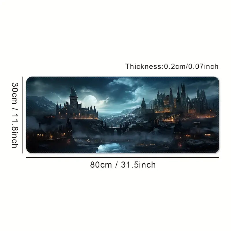 Castle Night Large Gaming Mouse Pad – Non-Slip Rubber Base, Waterproof, Smooth Surface Desk Mat
