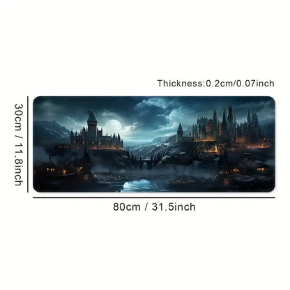 Castle Night Large Gaming Mouse Pad – Non-Slip Rubber Base, Waterproof, Smooth Surface Desk Mat
