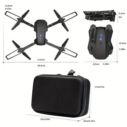 E88 Dual Camera Foldable Drone – HD Aerial Photography, LED Light, 360° Rotation, Portable Design