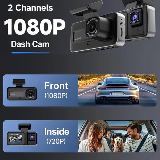 Dual Lens 1080P HD Dash Cam with Night Vision & 32GB Card