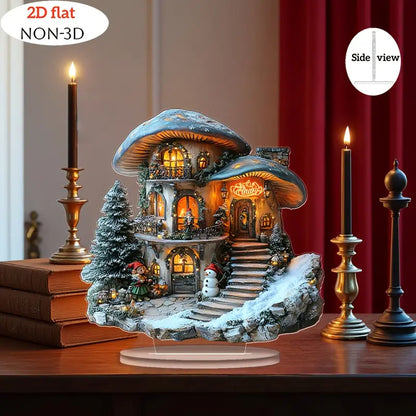 Bohemian-Style Snowy Christmas House – Self-Lit Fairy Decoration with LED Lights