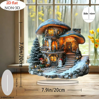 Bohemian-Style Snowy Christmas House – Self-Lit Fairy Decoration with LED Lights