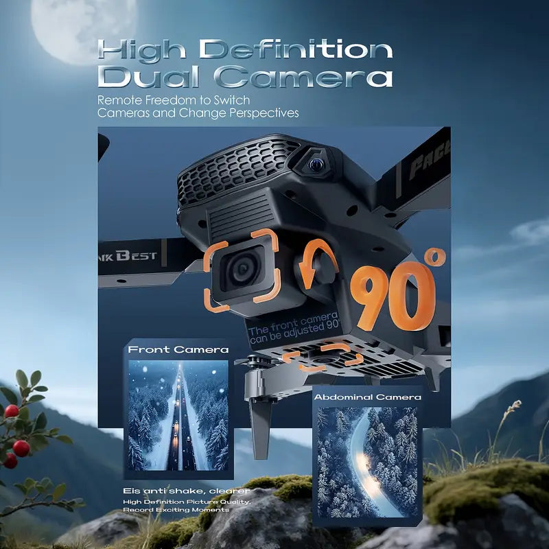 E88 Dual Camera Foldable Drone – HD Aerial Photography, LED Light, 360° Rotation, Portable Design