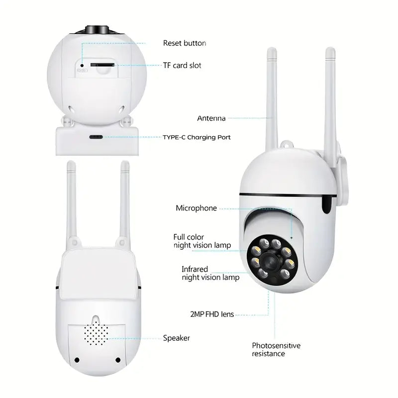 Smart 1080P WiFi Security Camera with Motion Detection & Night Vision