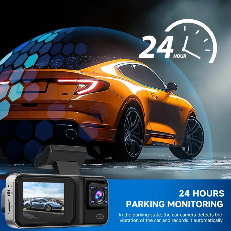 Dual Lens 1080P HD Dash Cam with Night Vision & 32GB Card