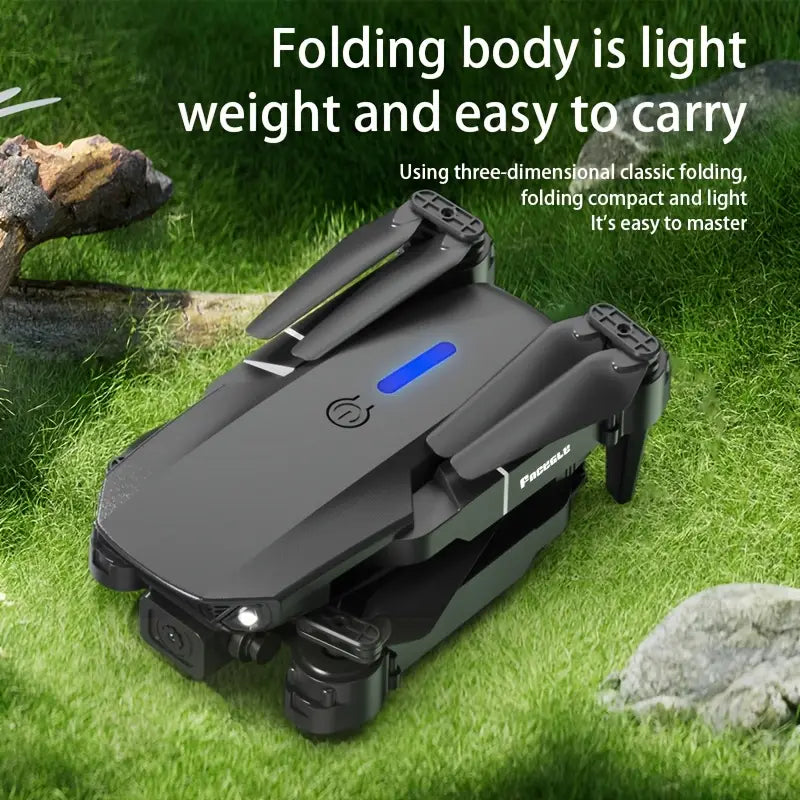 E88 Dual Camera Foldable Drone – HD Aerial Photography, LED Light, 360° Rotation, Portable Design