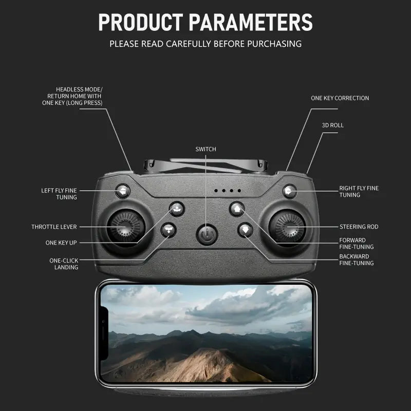 E99 Pro Drone – Dual Camera, 4K HD, 360° Flip, Foldable & Portable Design