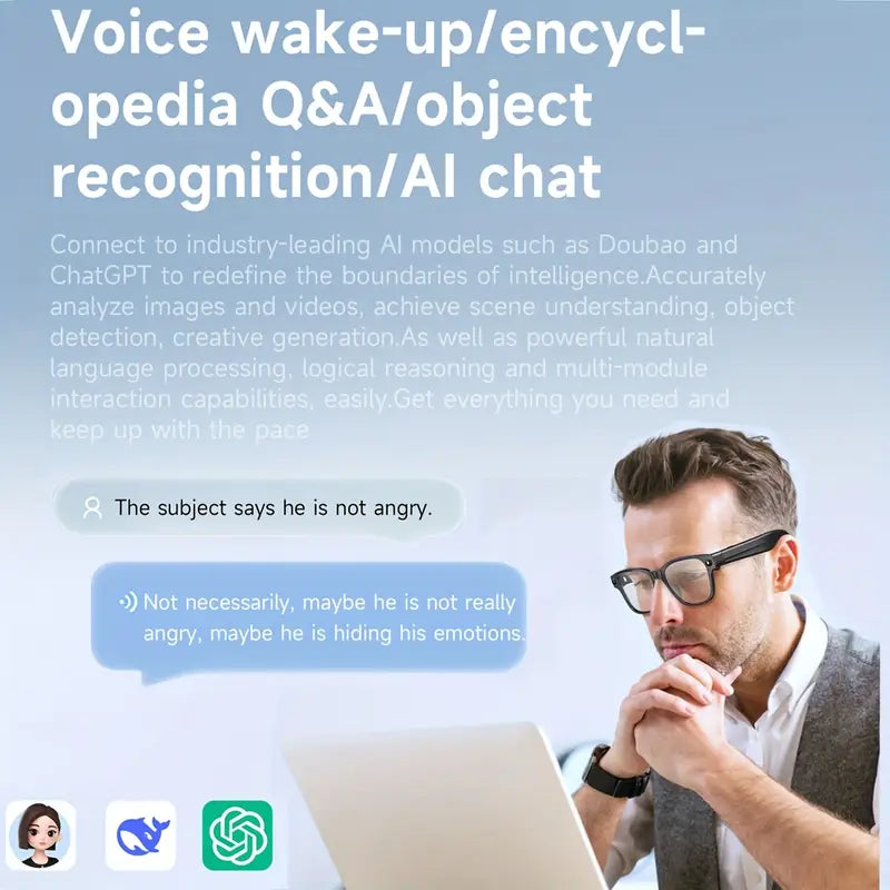 Smart Wireless Glasses – Bluetooth 5.3, HD Camera, AI Voice Assistant, Noise Reduction, Long Battery Life