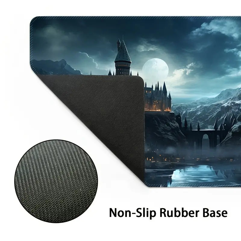 Castle Night Large Gaming Mouse Pad – Non-Slip Rubber Base, Waterproof, Smooth Surface Desk Mat