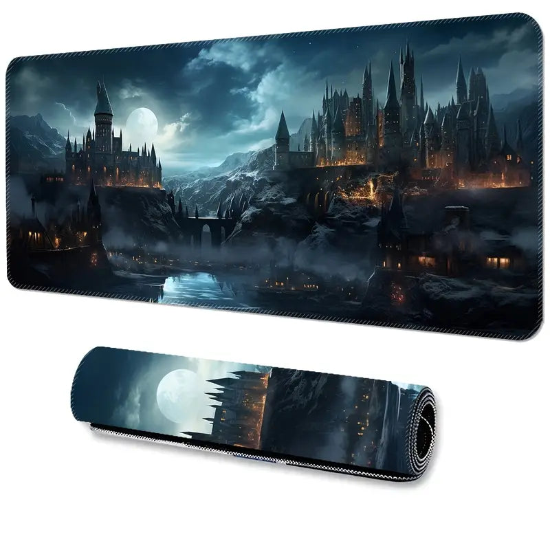 Castle Night Large Gaming Mouse Pad – Non-Slip Rubber Base, Waterproof, Smooth Surface Desk Mat