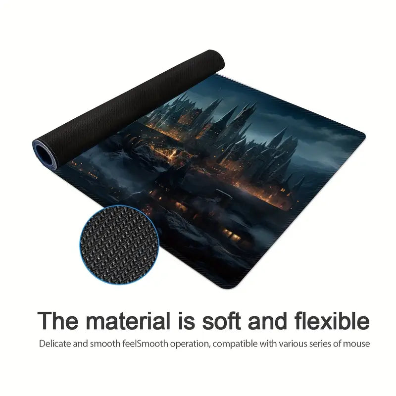 Castle Night Large Gaming Mouse Pad – Non-Slip Rubber Base, Waterproof, Smooth Surface Desk Mat