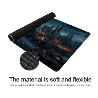 Castle Night Large Gaming Mouse Pad – Non-Slip Rubber Base, Waterproof, Smooth Surface Desk Mat