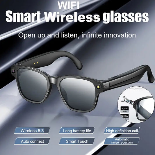 Smart Wireless Glasses – Bluetooth 5.3, HD Camera, AI Voice Assistant, Noise Reduction, Long Battery Life