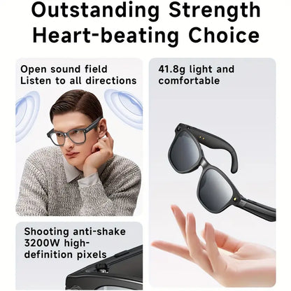 Smart Wireless Glasses – Bluetooth 5.3, HD Camera, AI Voice Assistant, Noise Reduction, Long Battery Life
