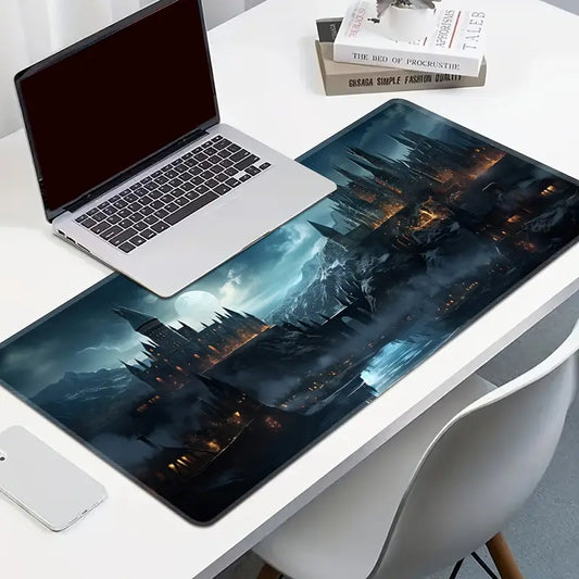 Castle Night Large Gaming Mouse Pad – Non-Slip Rubber Base, Waterproof, Smooth Surface Desk Mat