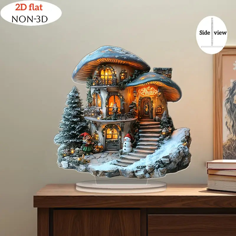 Bohemian-Style Snowy Christmas House – Self-Lit Fairy Decoration with LED Lights