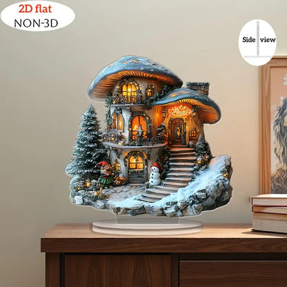 Bohemian-Style Snowy Christmas House – Self-Lit Fairy Decoration with LED Lights