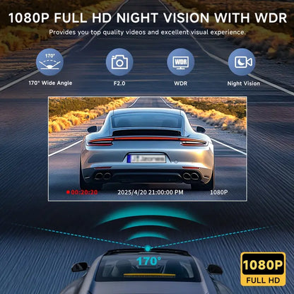 Dual Lens 1080P HD Dash Cam with Night Vision & 32GB Card