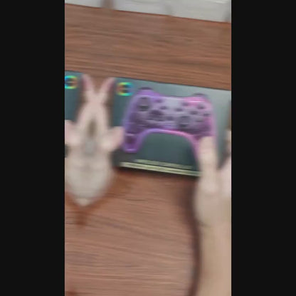 Transparent Wireless Game Controller – Cool RGB Breathing Light, Dual-Vibration, 6-Axis Gyro Gamepad for Switch/OLED/Lite/PC/iOS